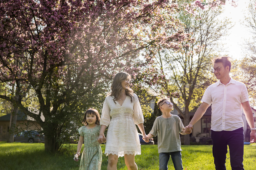 Mom, dad & kids for outdoor family photo by Paper Bunny Studios Edmonton