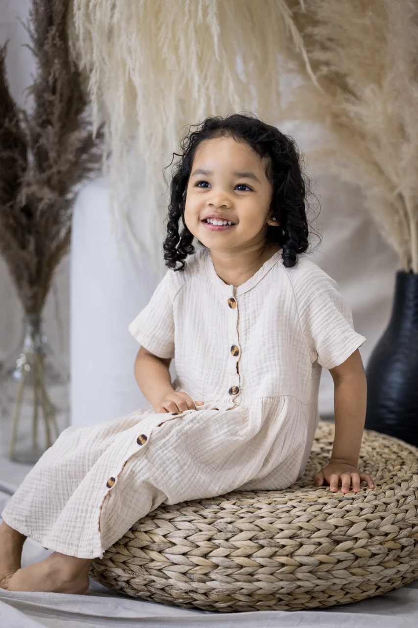 Portrait of a little girl in studio by Edmonton family photographer Paper Bunny Studios