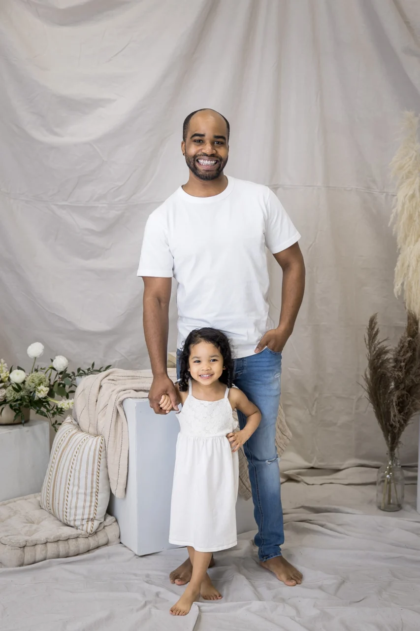 Dad & daughter studio portrait by Edmonton family photographer Paper Bunny Studios