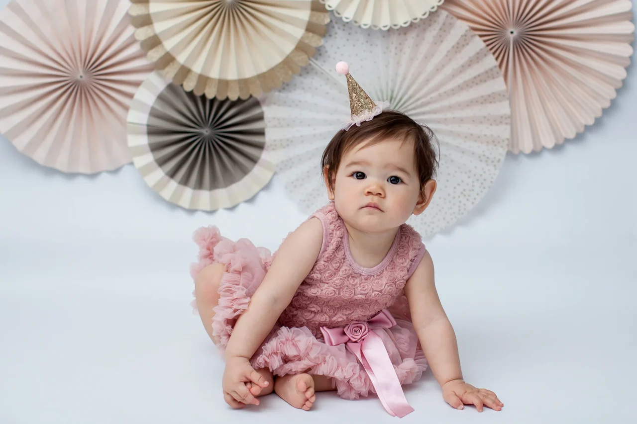 Baby's first birthday studio portrait by Edmonton family photographer Paper Bunny Studios