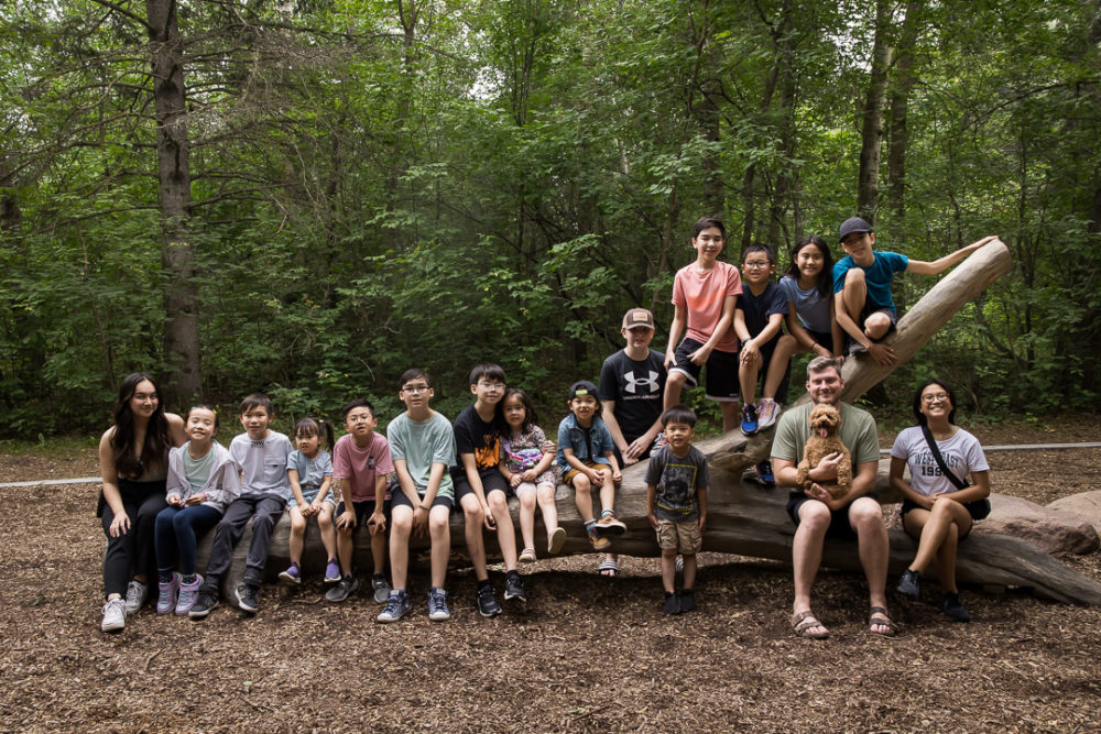 Documentary family reunion photography of the entire family on a tree by Paper Bunny Studios Edmonton