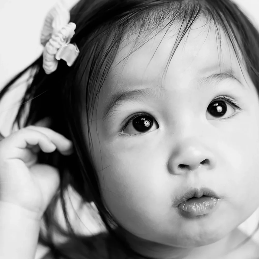 black and white portrait by Edmonton family photographer Paper Bunny Studios