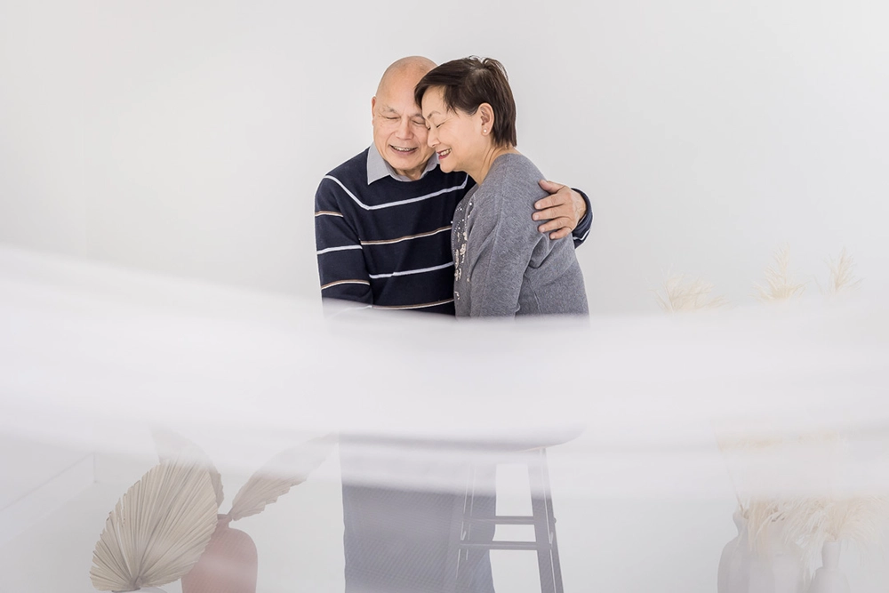 Edmonton extended family studio photos by Family Photographer Paper Bunny Studios artistic portrait of grandparents 