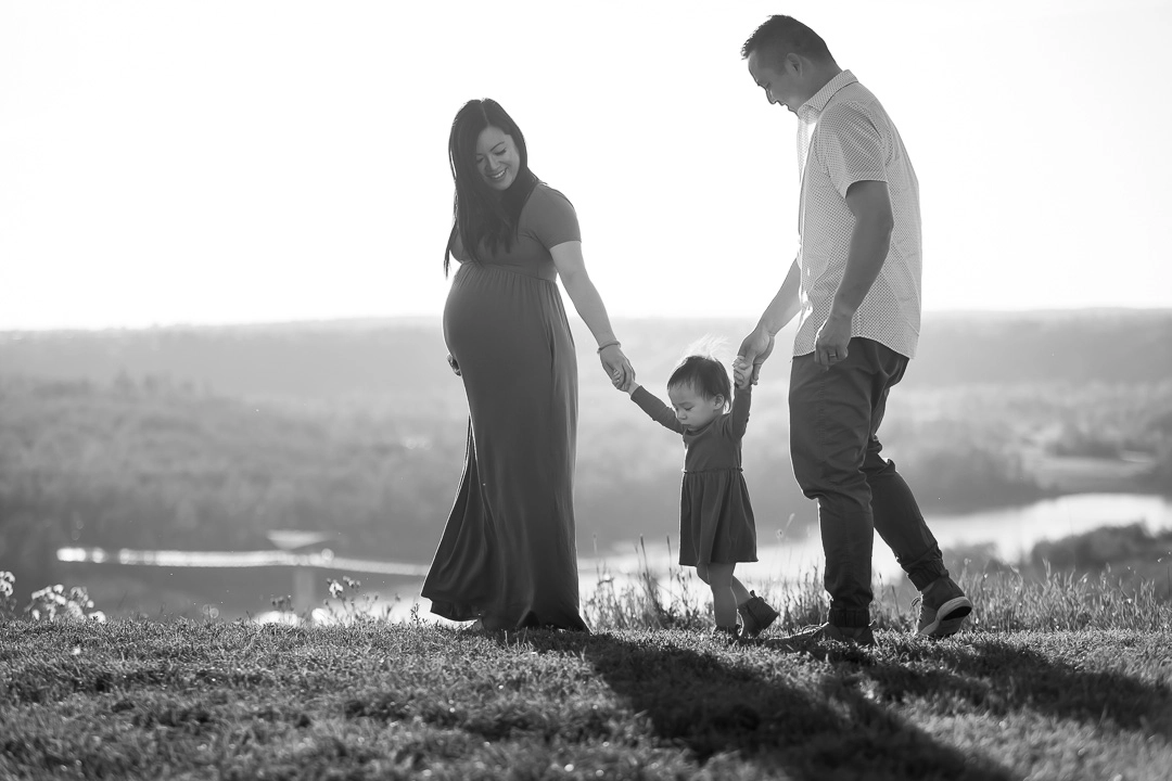 Outdoor black & white family photos by the River Valley by Edmonton family photographer Paper Bunny Studios